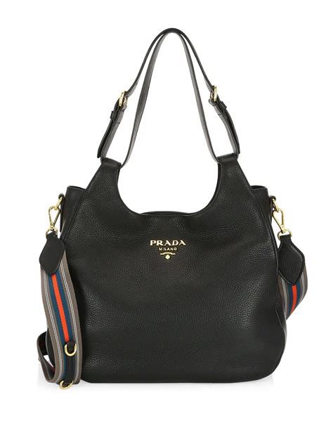 prada large leather bag|pictures black leather prada purses.